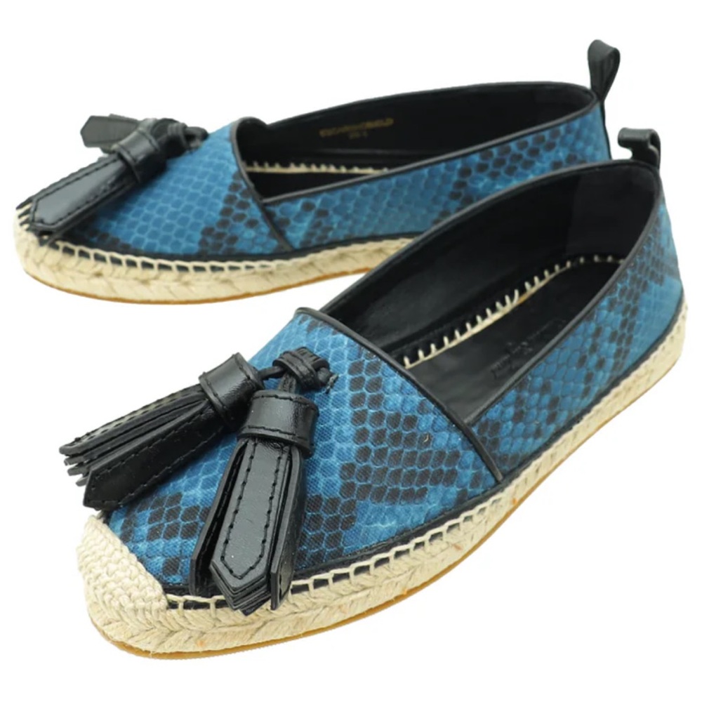 Burberry Blue and Black Espadrille Flats with Tassel Detail